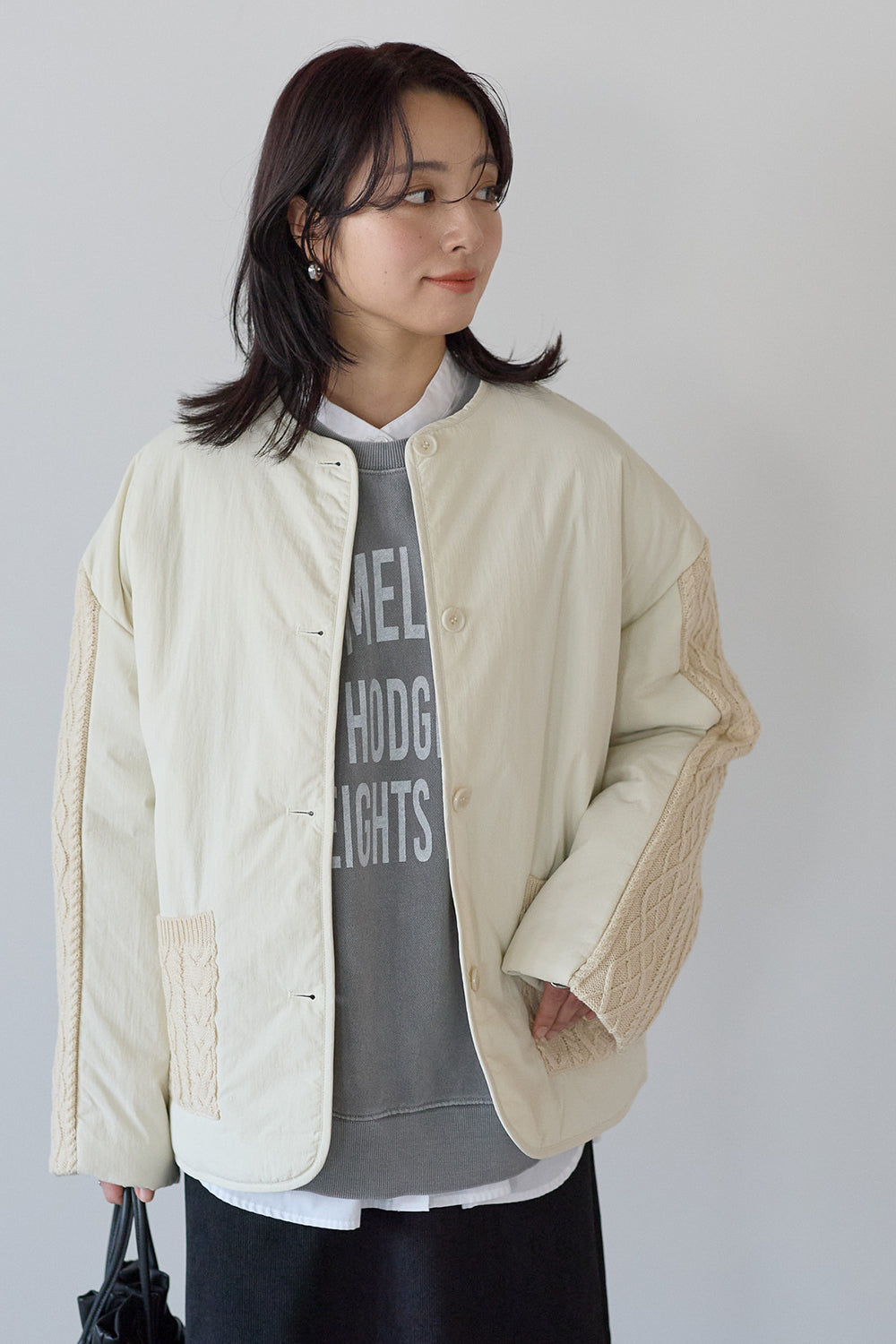 ≪SALE≫Knit Cable Switch Padded Jacket