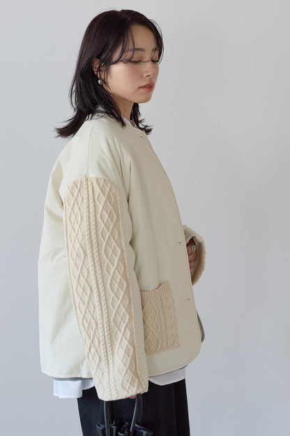 ≪SALE≫Knit Cable Switch Padded Jacket