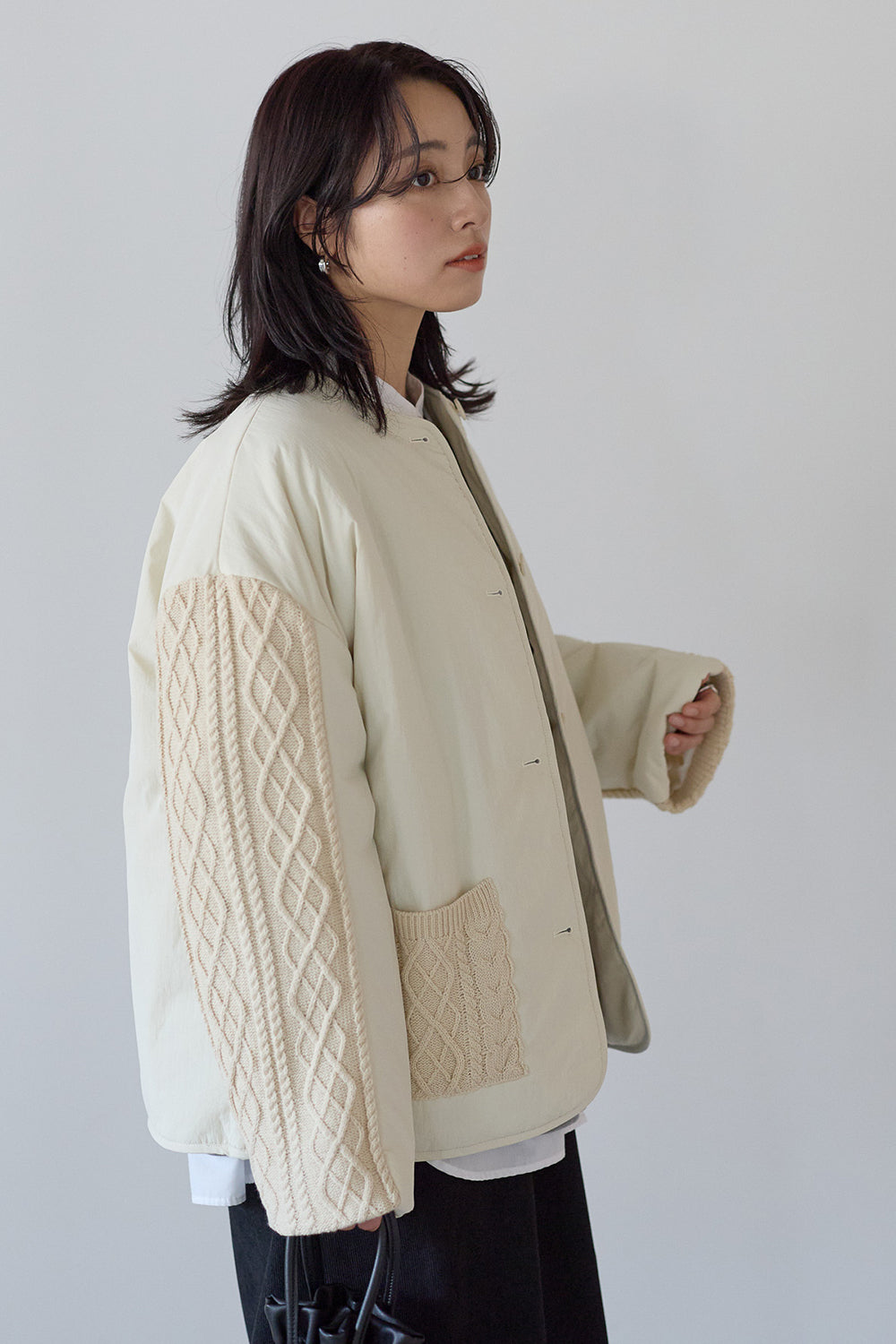 ≪SALE≫Knit Cable Switch Padded Jacket