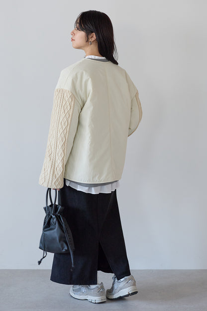 ≪SALE≫Knit Cable Switch Padded Jacket