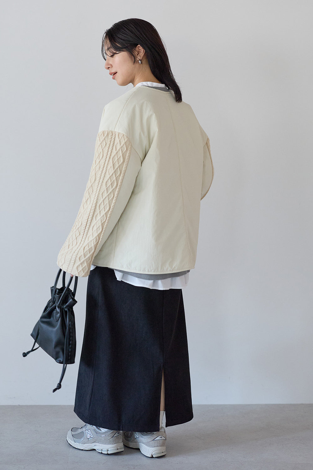 ≪SALE≫Knit Cable Switch Padded Jacket