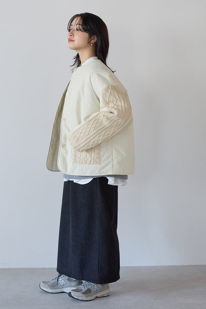 ≪SALE≫Knit Cable Switch Padded Jacket