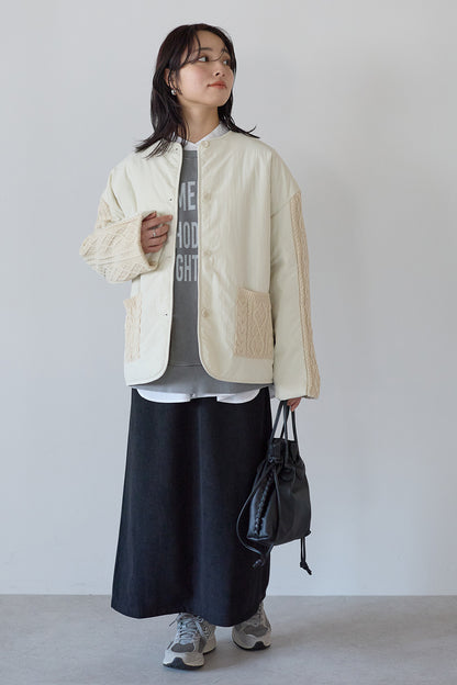 ≪SALE≫Knit Cable Switch Padded Jacket