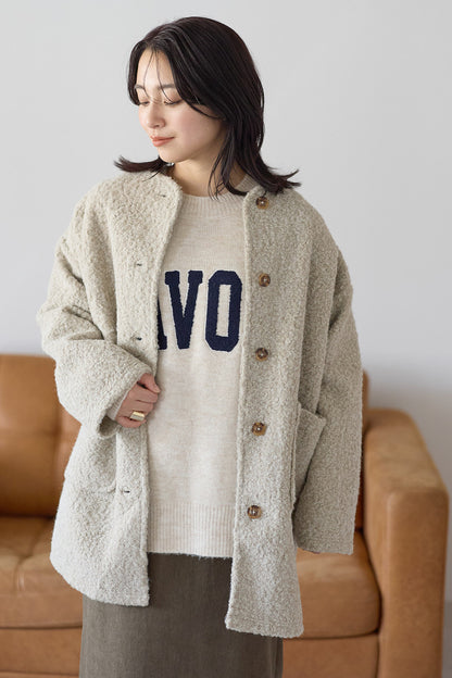 ≪SALE≫Wool-Like Crew Neck Coat