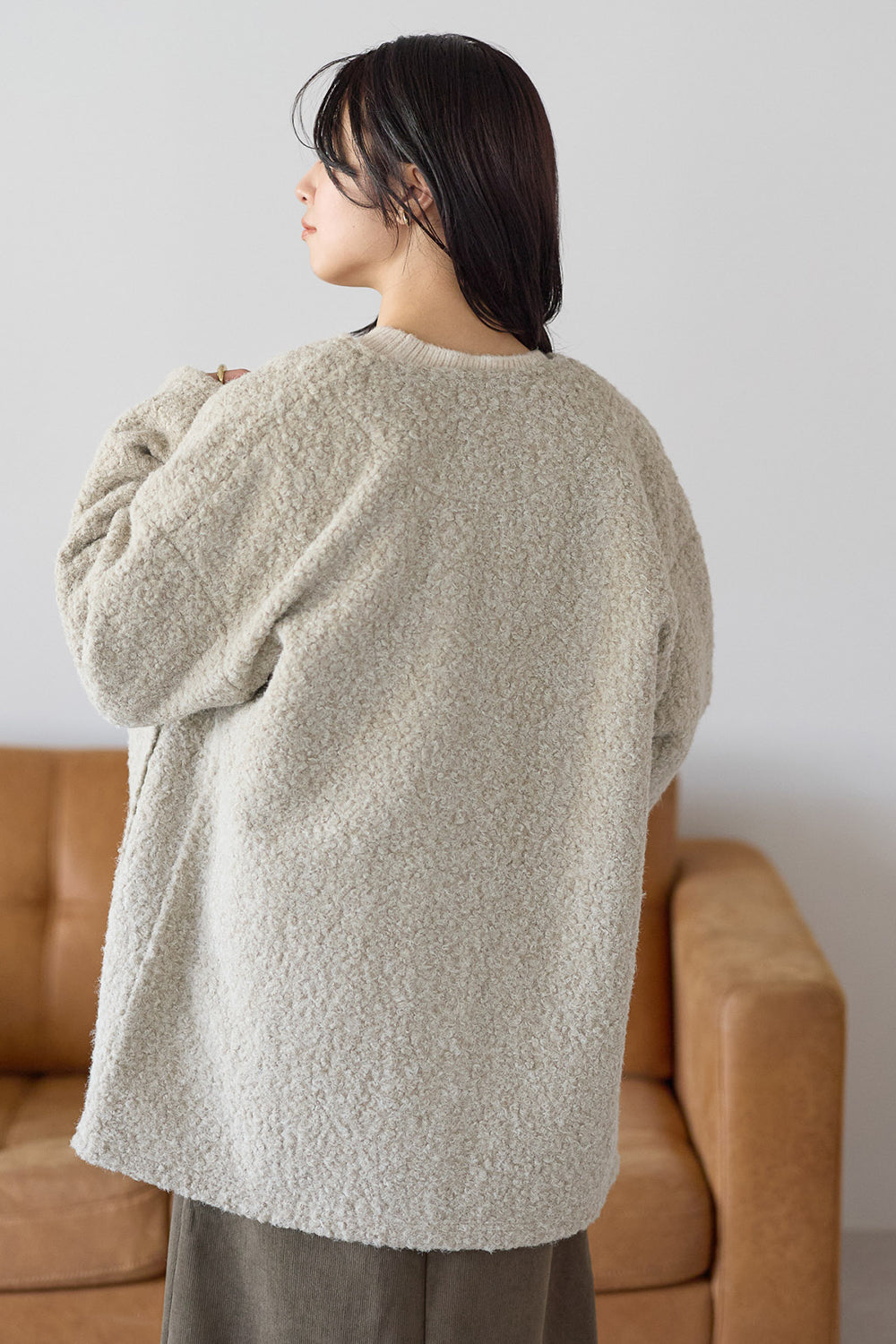 ≪SALE≫Wool-Like Crew Neck Coat
