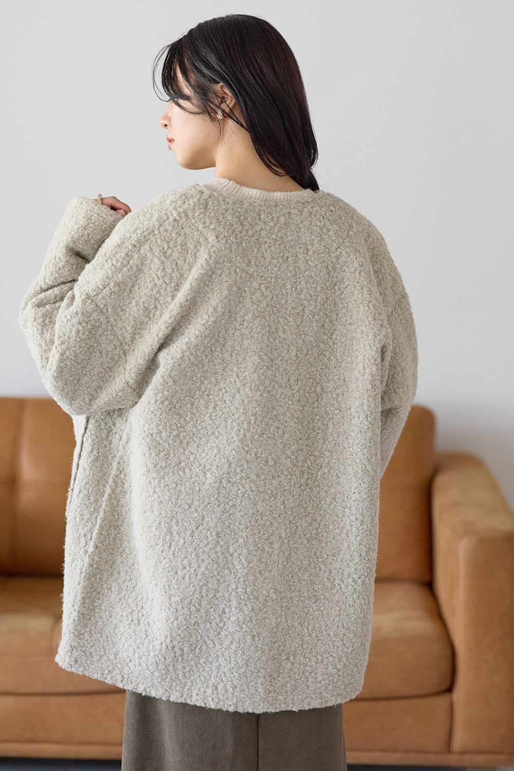 ≪SALE≫Wool-Like Crew Neck Coat
