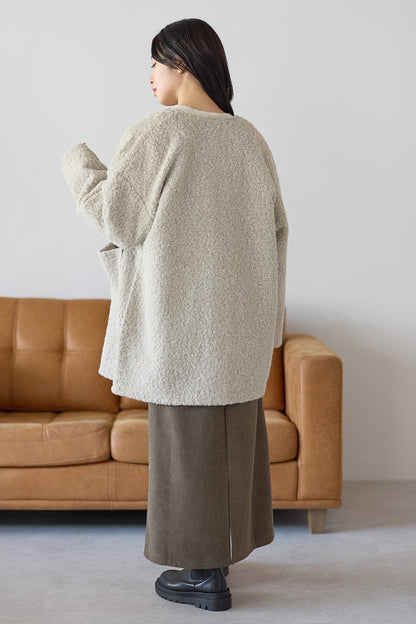 ≪SALE≫Wool-Like Crew Neck Coat