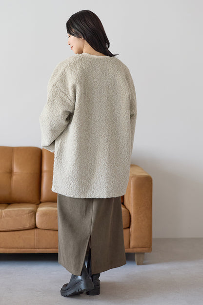 ≪SALE≫Wool-Like Crew Neck Coat