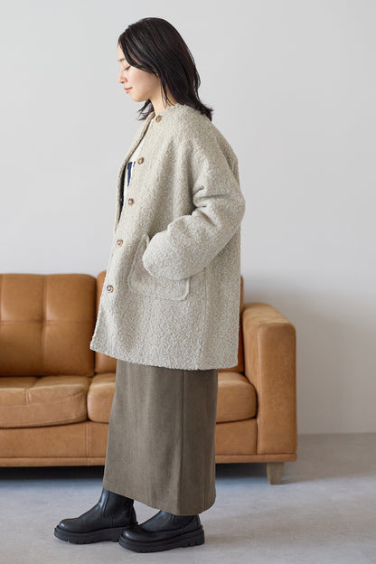 ≪SALE≫Wool-Like Crew Neck Coat