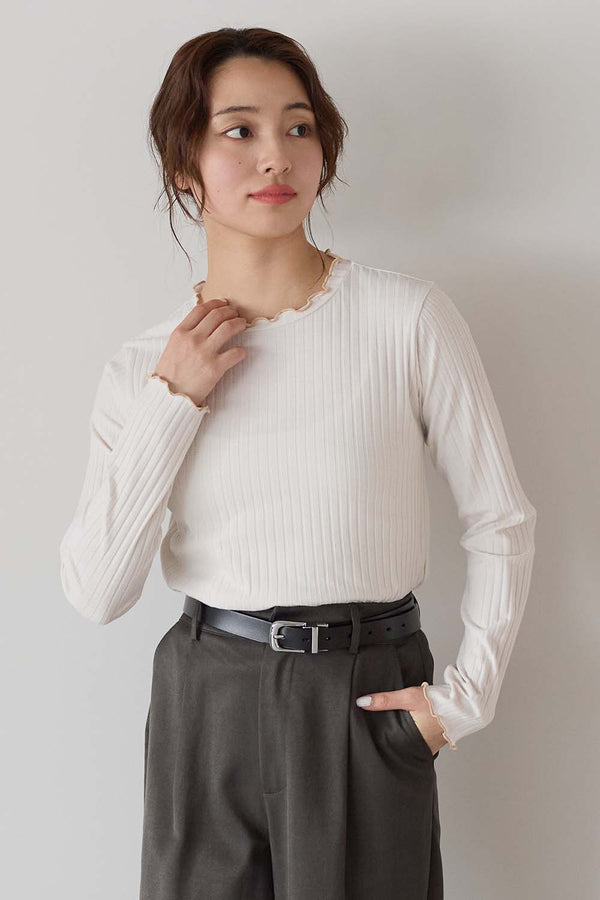 衿フリルリブロンTee