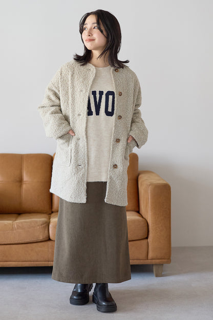 ≪SALE≫Wool-Like Crew Neck Coat