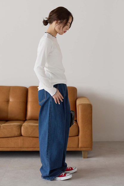 衿フリルリブロンTee