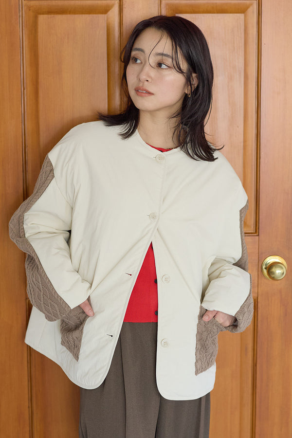 ≪SALE≫Knit Cable Switch Padded Jacket