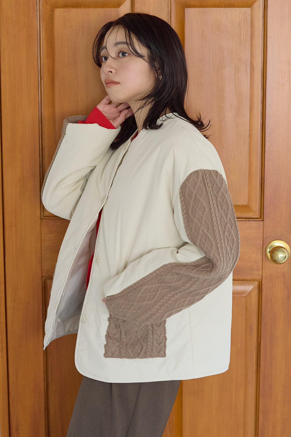 ≪SALE≫Knit Cable Switch Padded Jacket