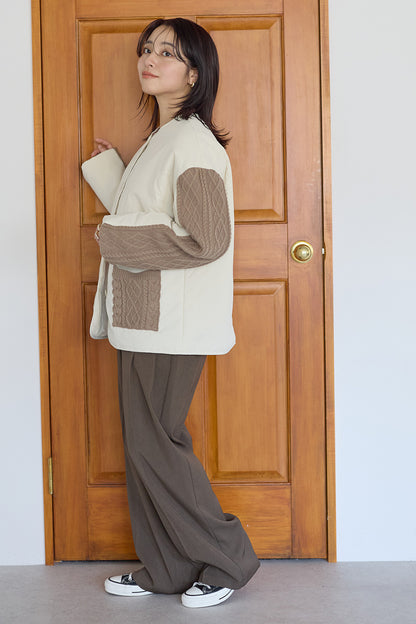 ≪SALE≫Knit Cable Switch Padded Jacket