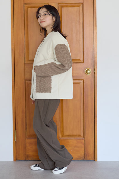 ≪SALE≫Knit Cable Switch Padded Jacket