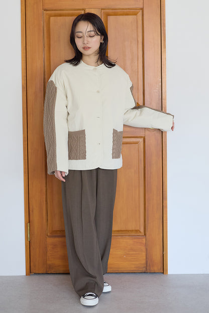 ≪SALE≫Knit Cable Switch Padded Jacket