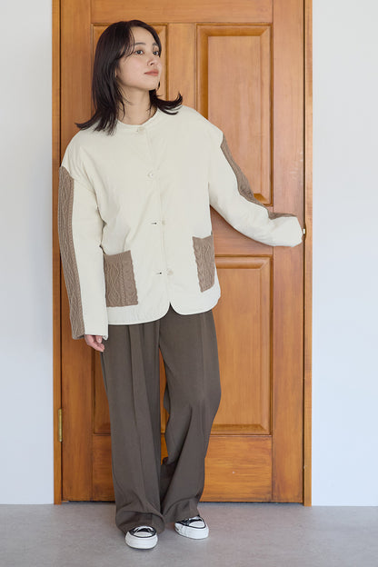 ≪SALE≫Knit Cable Switch Padded Jacket