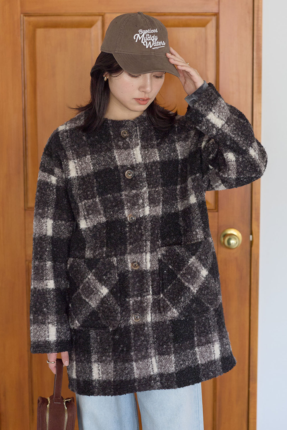 ≪SALE≫Wool-Like Crew Neck Coat