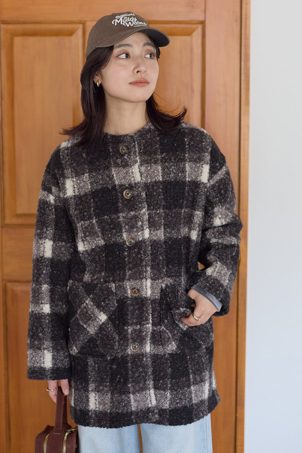 ≪SALE≫Wool-Like Crew Neck Coat