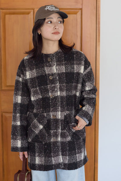 ≪SALE≫Wool-Like Crew Neck Coat