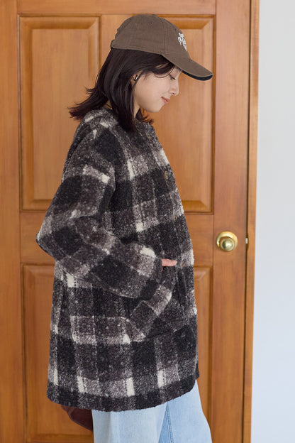 ≪SALE≫Wool-Like Crew Neck Coat