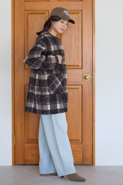 ≪SALE≫Wool-Like Crew Neck Coat