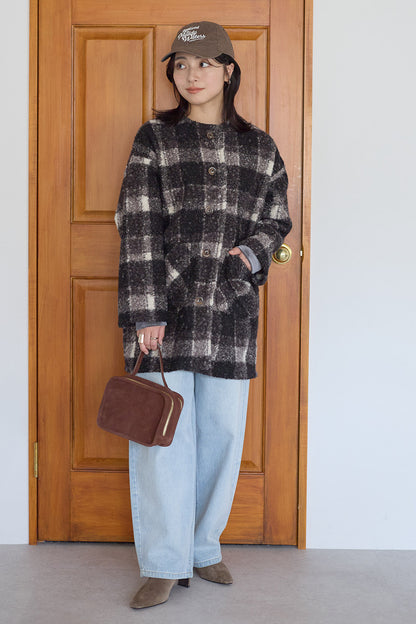 ≪SALE≫Wool-Like Crew Neck Coat