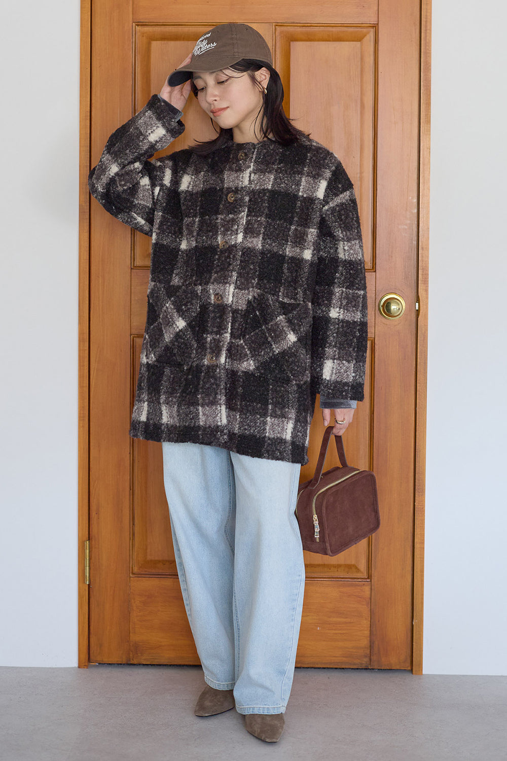 ≪SALE≫Wool-Like Crew Neck Coat