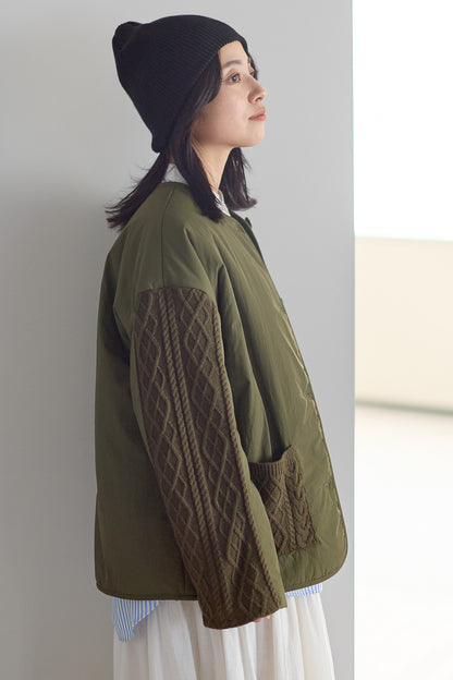 ≪SALE≫Knit Cable Switch Padded Jacket
