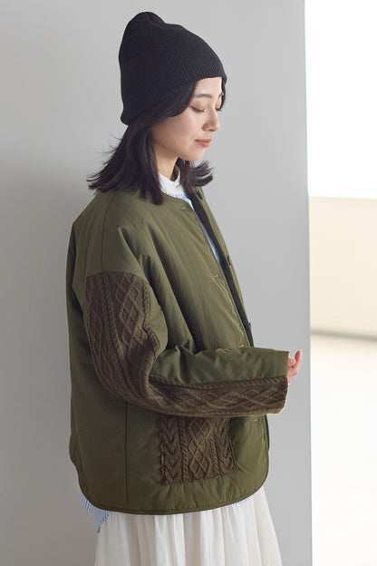 ≪SALE≫Knit Cable Switch Padded Jacket