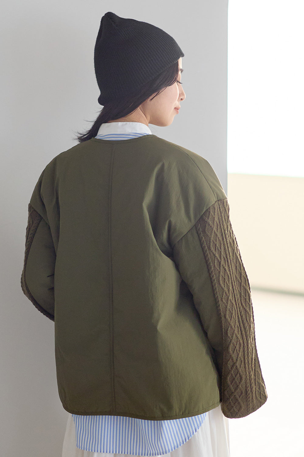 ≪SALE≫Knit Cable Switch Padded Jacket