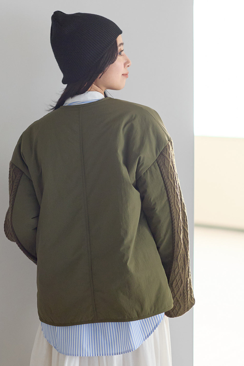 ≪SALE≫Knit Cable Switch Padded Jacket