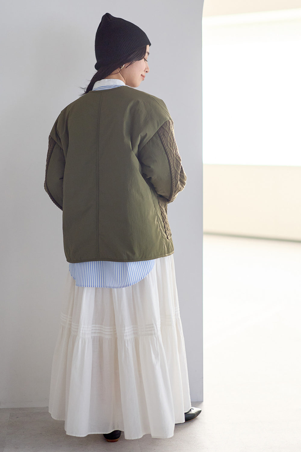 ≪SALE≫Knit Cable Switch Padded Jacket