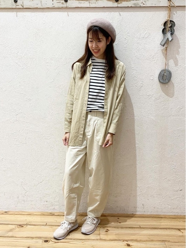 cottonウオッシュ袖タックBIGシャツ