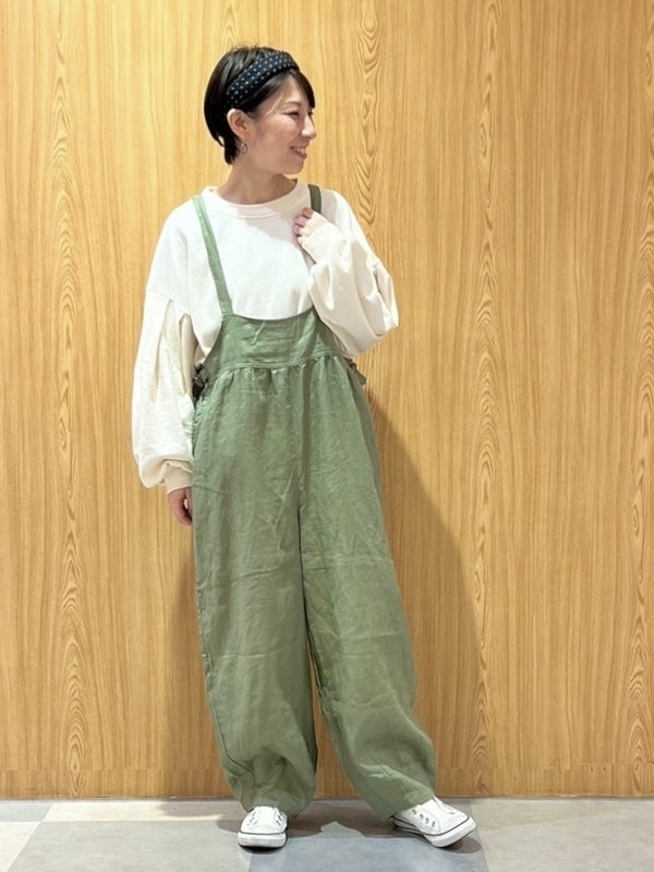 【recetee】リボンサスペンダーパンツ