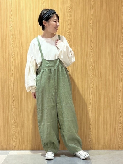 【recetee】リボンサスペンダーパンツ
