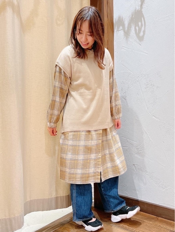 ≪SALE 40%OFF≫ピンタックスキッパーワンピースレディース トップス シャツ ワンピース 綿 綿100% 春 秋 冬 カーキ ベージュ SALE商品