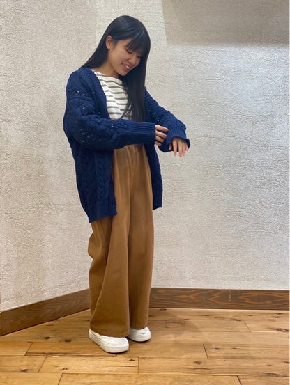 透かし編みボリュームカーディガン