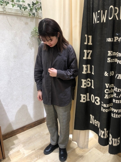 cottonウオッシュ袖タックBIGシャツ