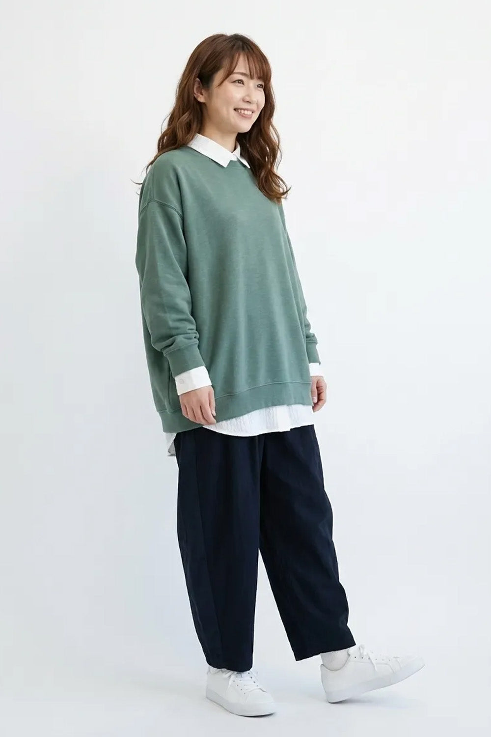≪SALE≫ Slub Fleece Crew Neck Tunic