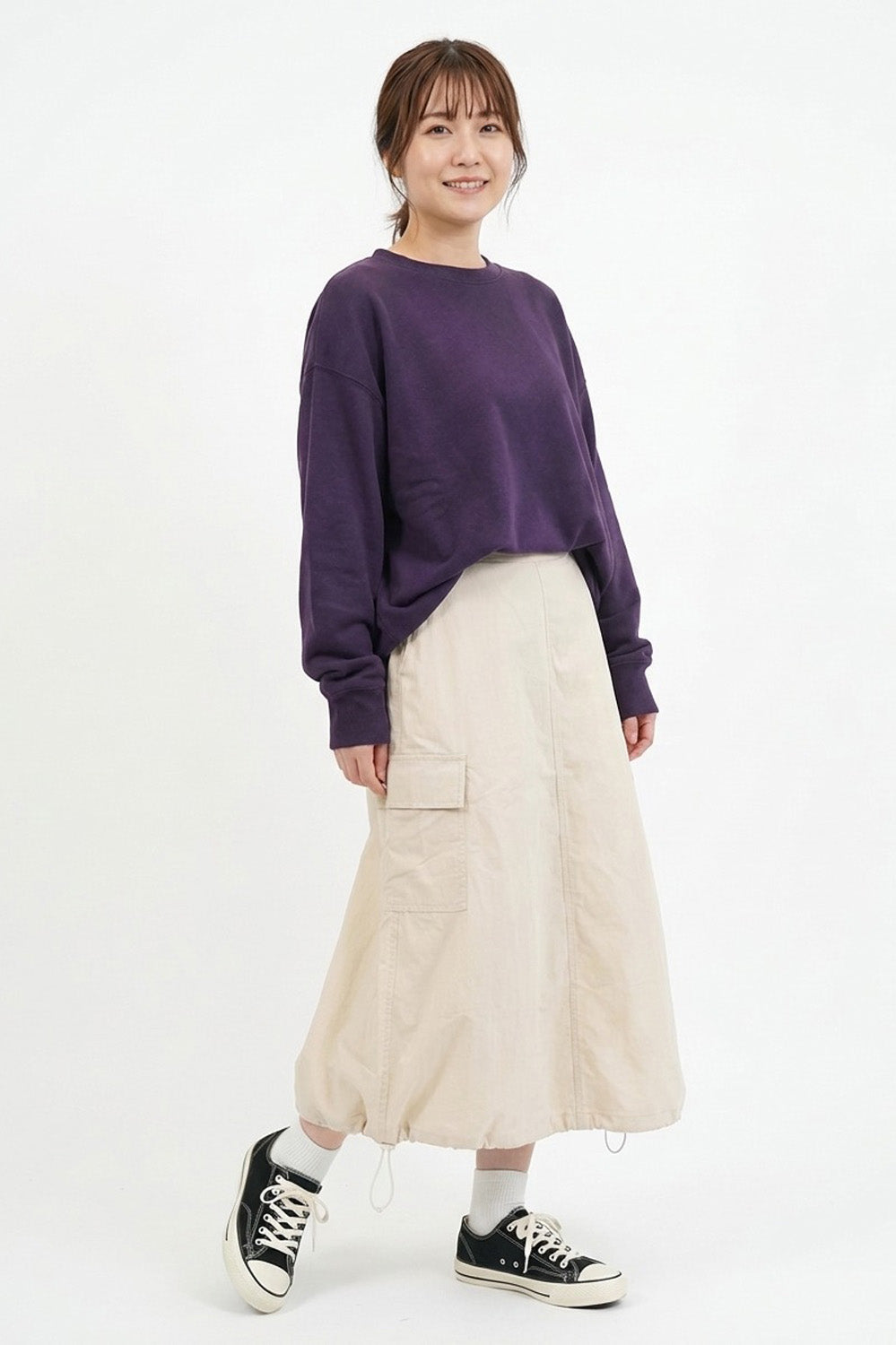 ≪SALE≫ Slub Fleece Crew Neck Tunic