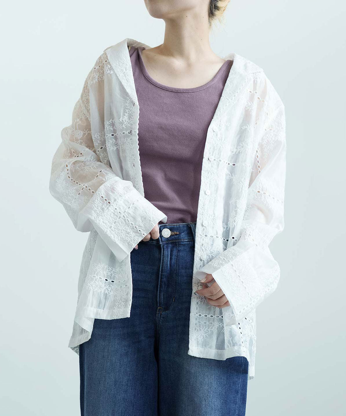 パッチワーク風総刺繍シャツジャケット – HEART MARKET