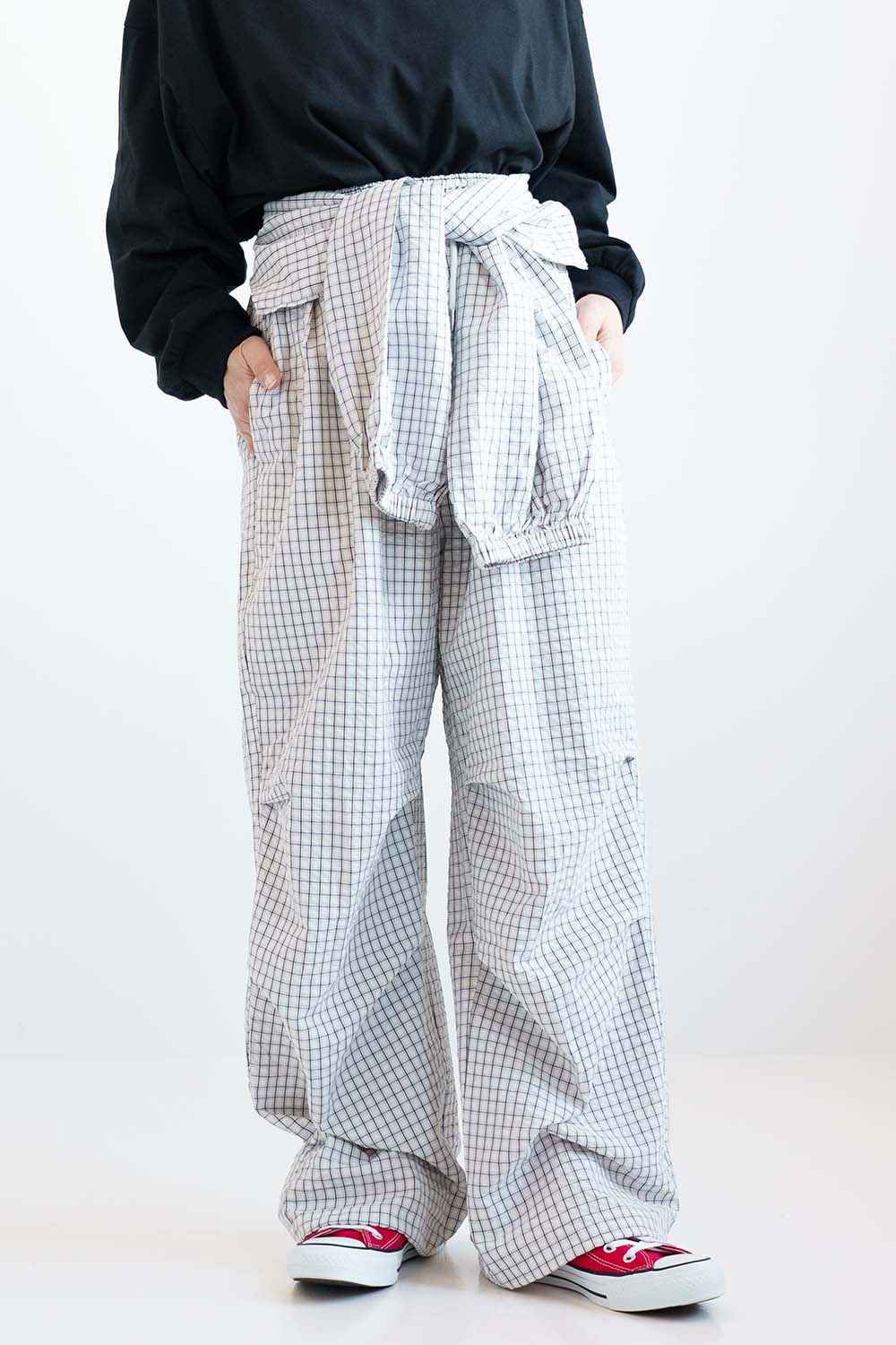 Check Waist Wrap Jogger Pants