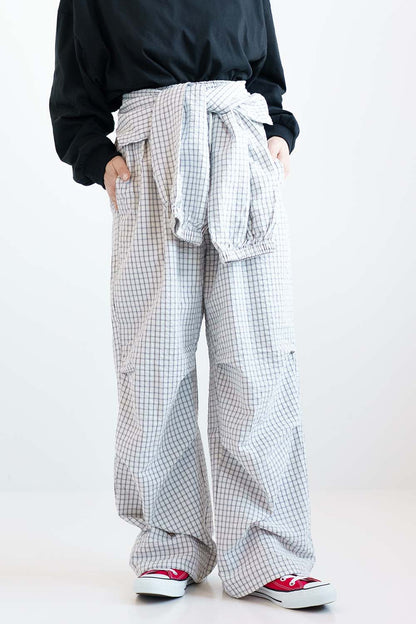 Check Waist Wrap Jogger Pants
