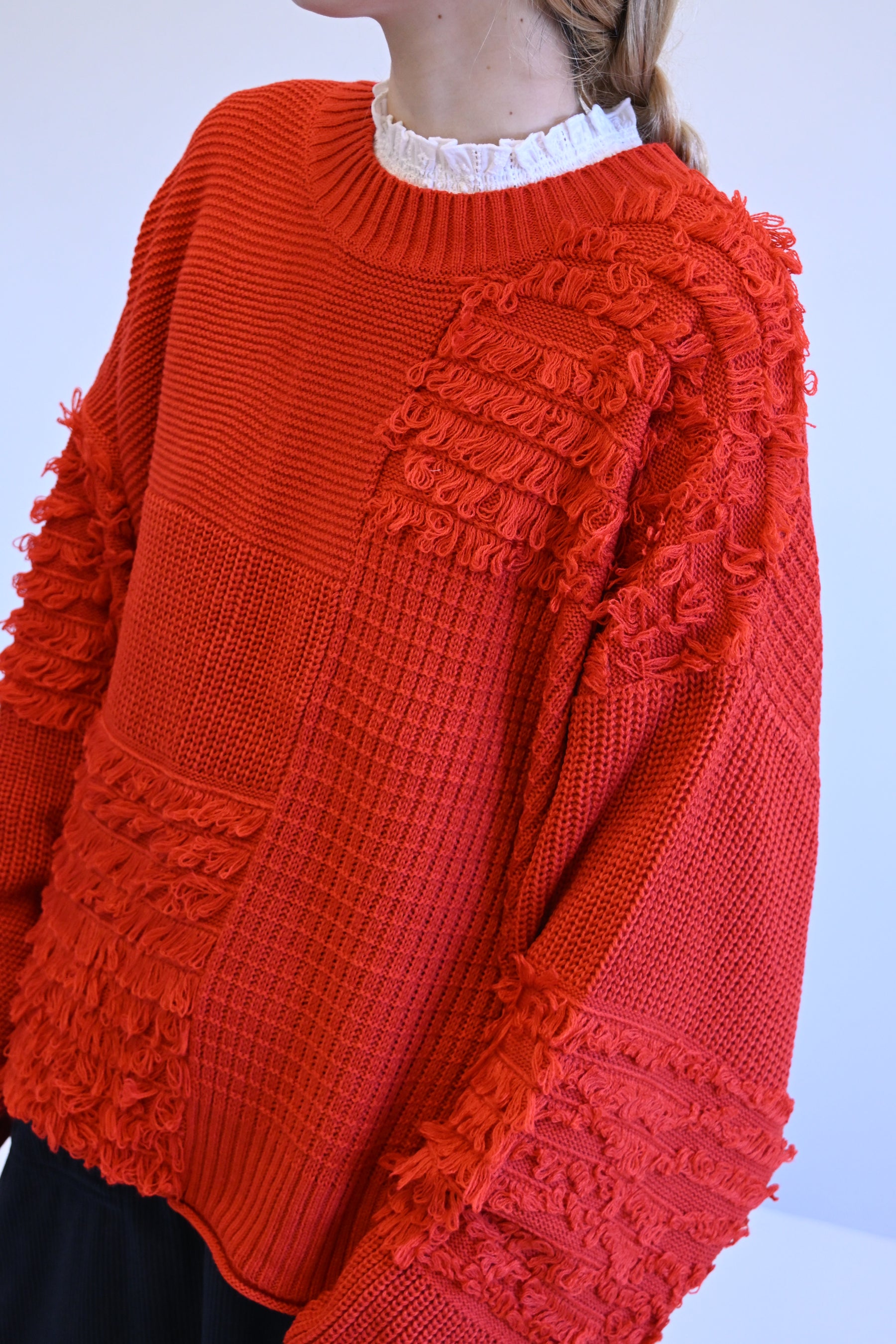 ≪SALE≫ Collar Shirring Lace Long Sleeve Tee