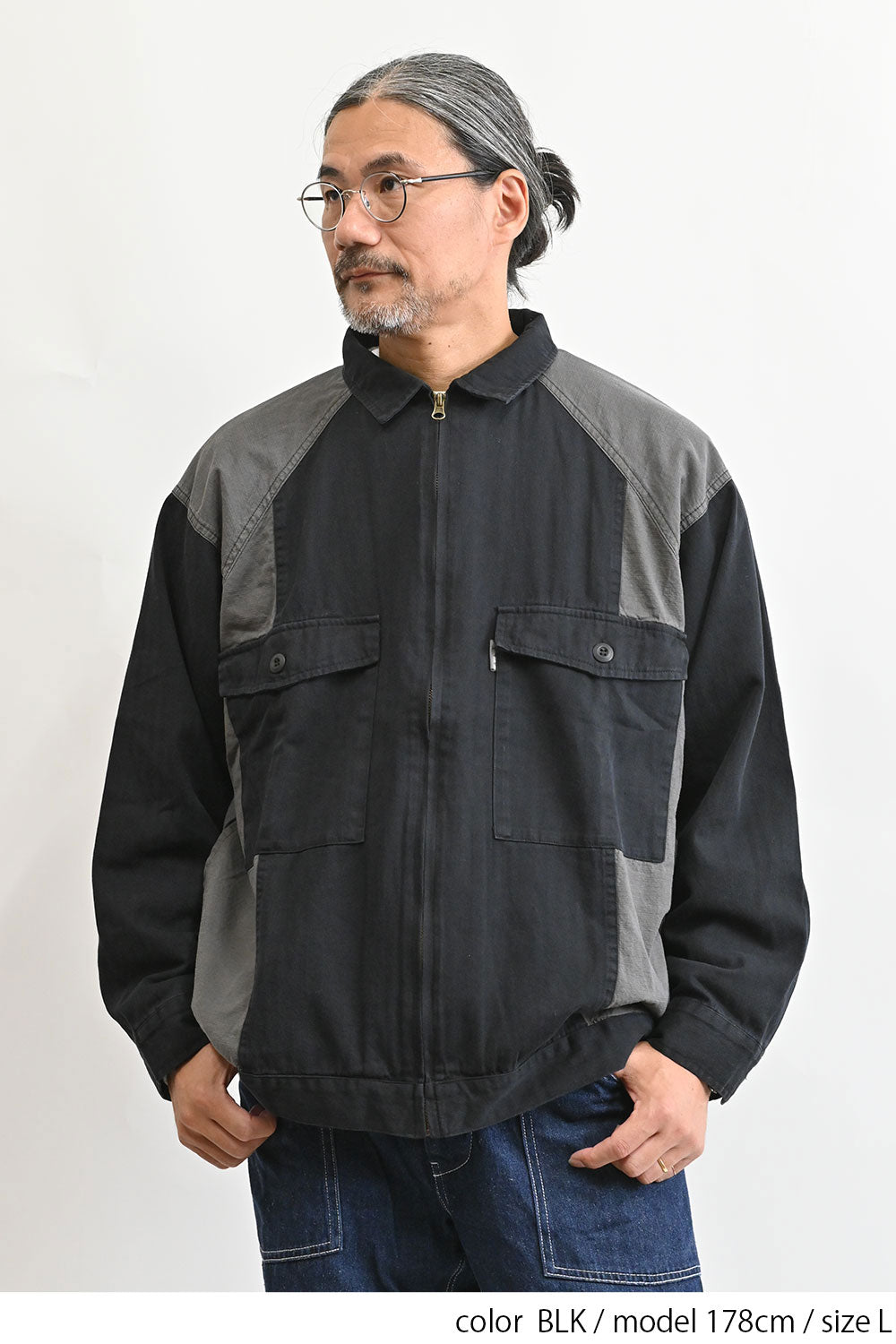 ヘリンボーン×リップストップブルゾン