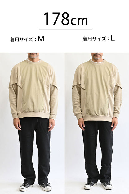 裏毛×ナイロンタフタプルオーバー
