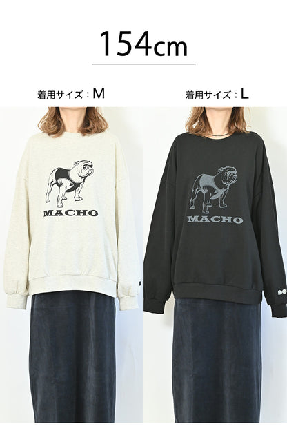 ブルドッグプリント裏毛プルオーバー