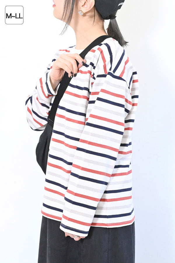 ≪SALE≫Wide Striped Long Tee